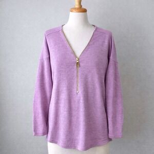 Soft Surroundings 1/2 Zip Sweater Womens Medium Soft Cozy Luxe Pastel Purple